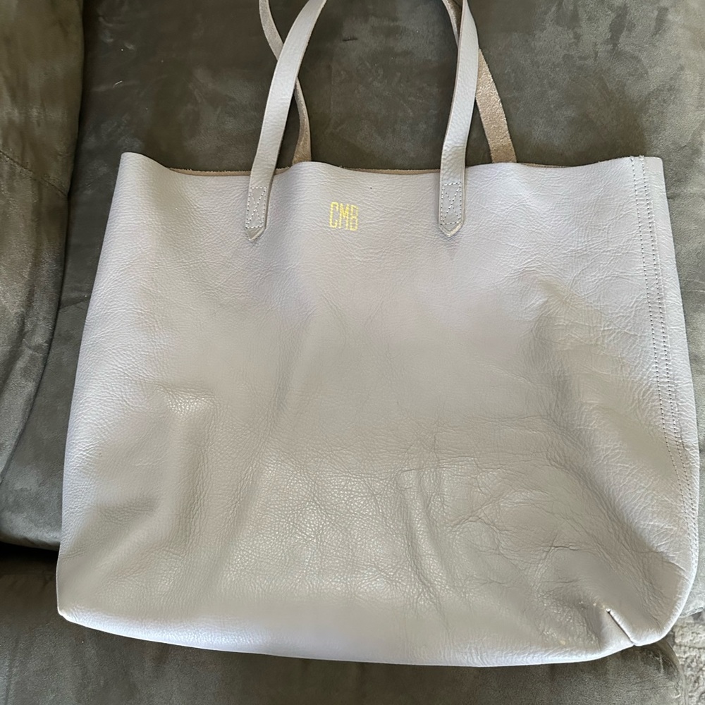 MADEWELL transport tote Elegant Gray Leather Tote Bag